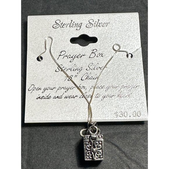 Sterling Silver Prayer Box 925 Necklace With 18" Chain - Picture 9 of 9